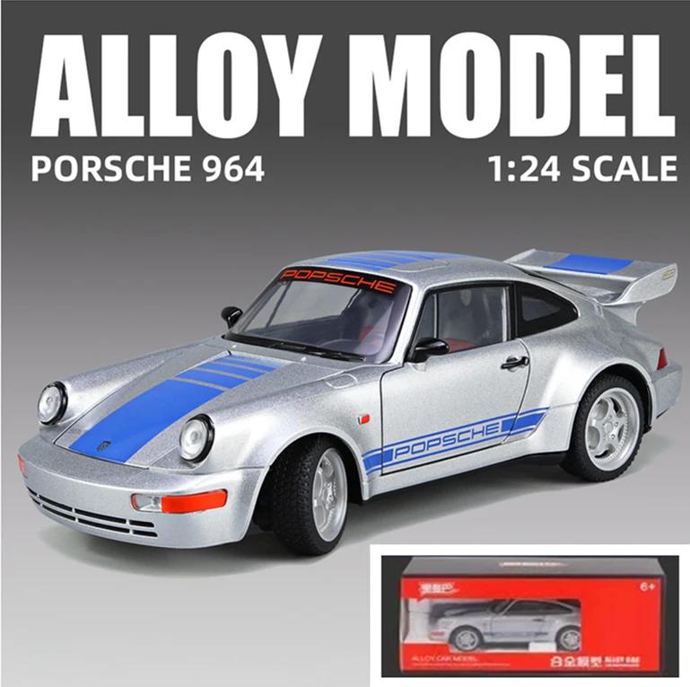 1:24 Porsche 964 Carrera Rs 911 Литые модели автомобилей из сплава и игрушечные транспортные средства Модель автомобиля Звук и свет Машинка с инерционным механизмом Игрушки для детей Подарки
