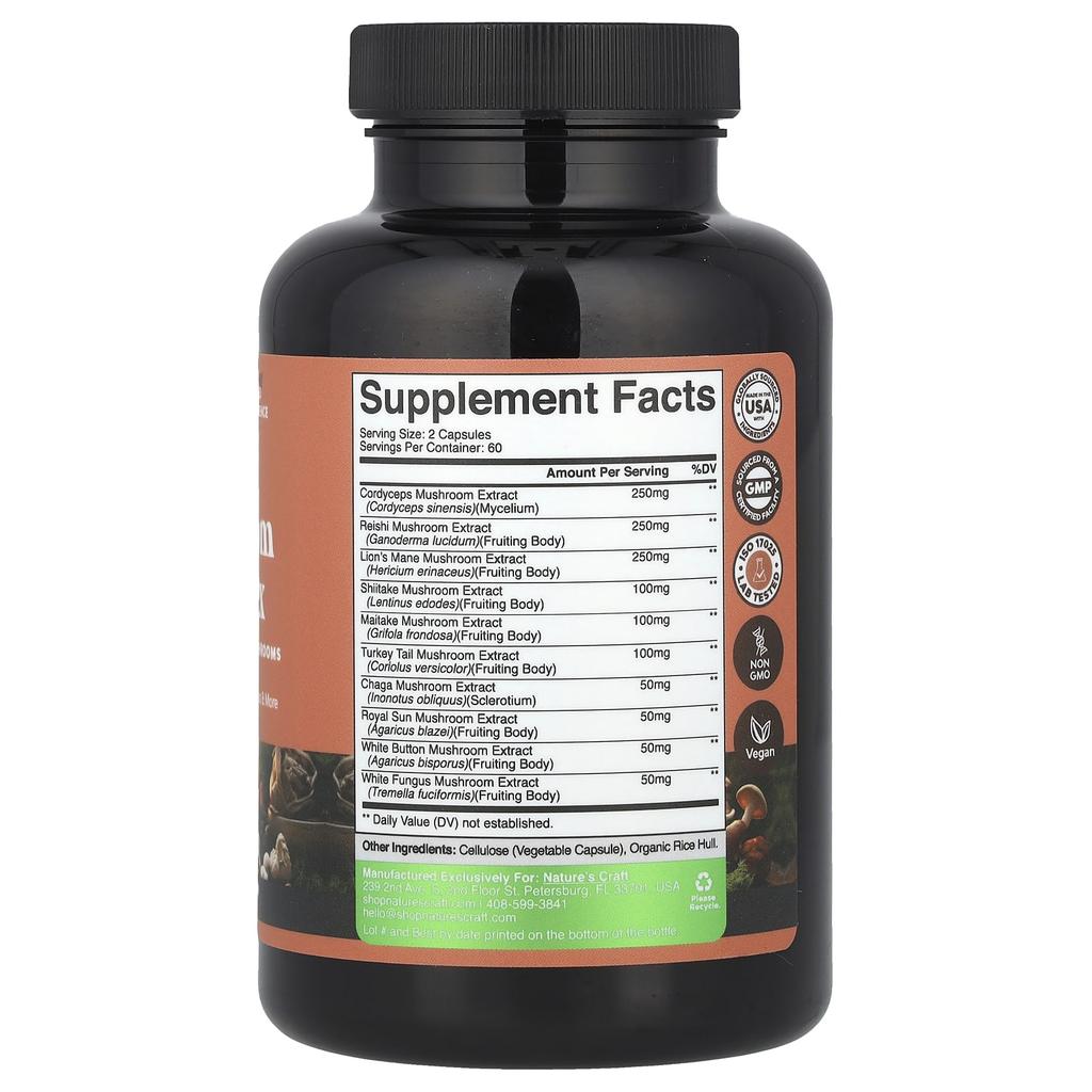 Nature's Craft Грибной комплекс, 120 капсул