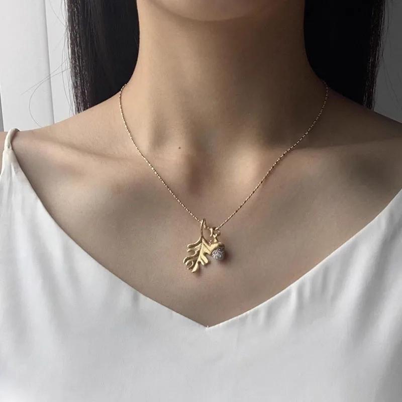 Ретро Жемчужный Тыква Листья Стереоскопический Маленький Слон Подвесной Светильник Роскошный Изысканный Брашированный Крафт Ожерелья Изысканный Циркон