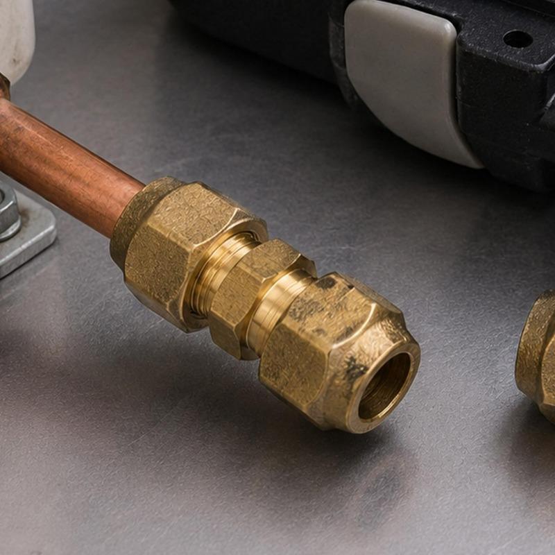 Copper Pipe Extension Joint Connector Pipe Coupling Adapter with Flare Nut Flare Fitting for Air Conditioning Refrigeration Tube