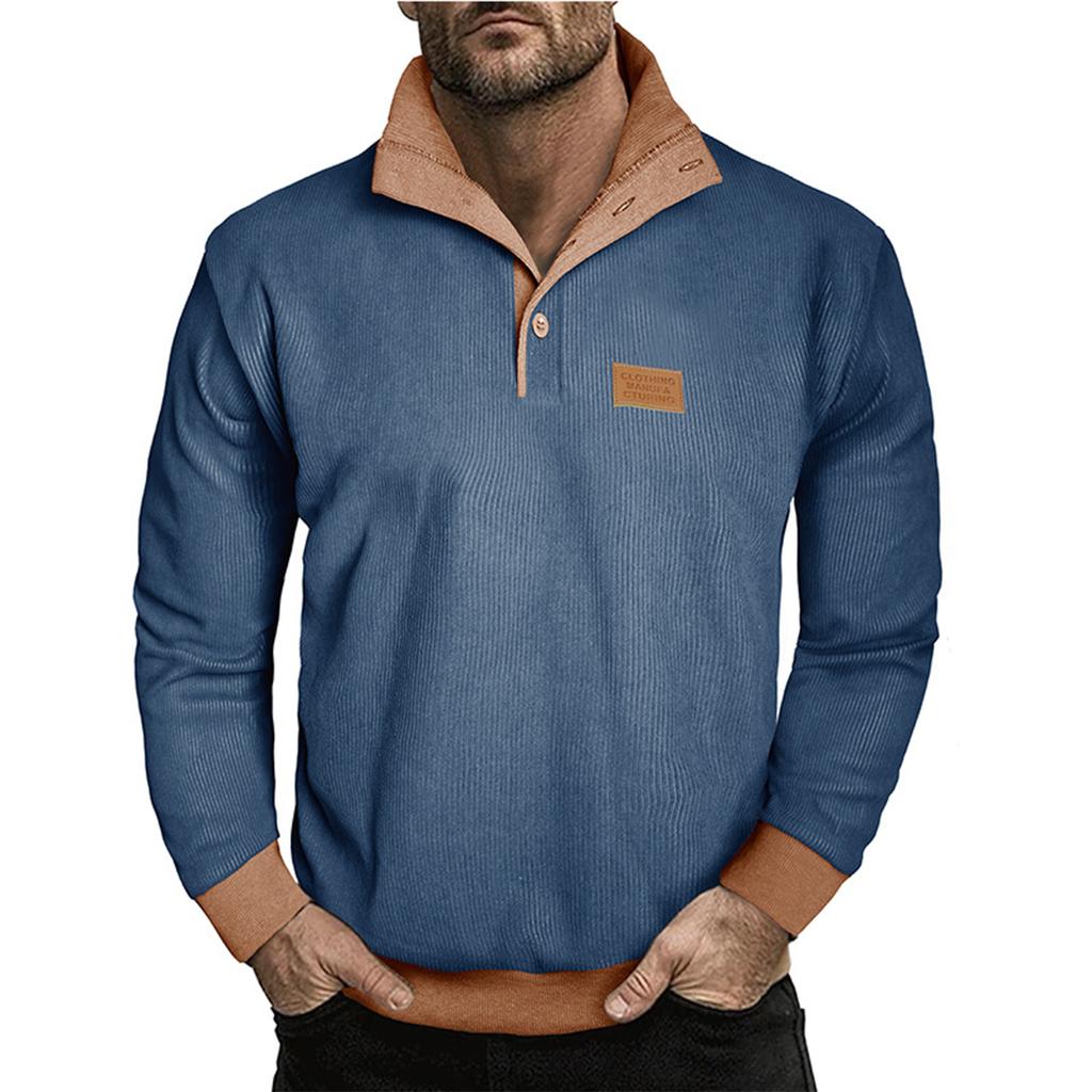 Men's Pullover Long Sleeved Stand Up Collar Sweatshirt Casual Collar Base Shirt