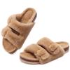 Fashion Comwarm Men's Plush Cork Slippers Indoor Fur Lined House Slippers Fuzzy Cork Slippers Indoor Outdoor Non-slip Furry Flat Slides