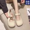 With Skirt Lady Single Shoes Women's Spring 2025 New Soft-soled Comfortable Mary Jane Shoes French Gentle Beanie Shoes