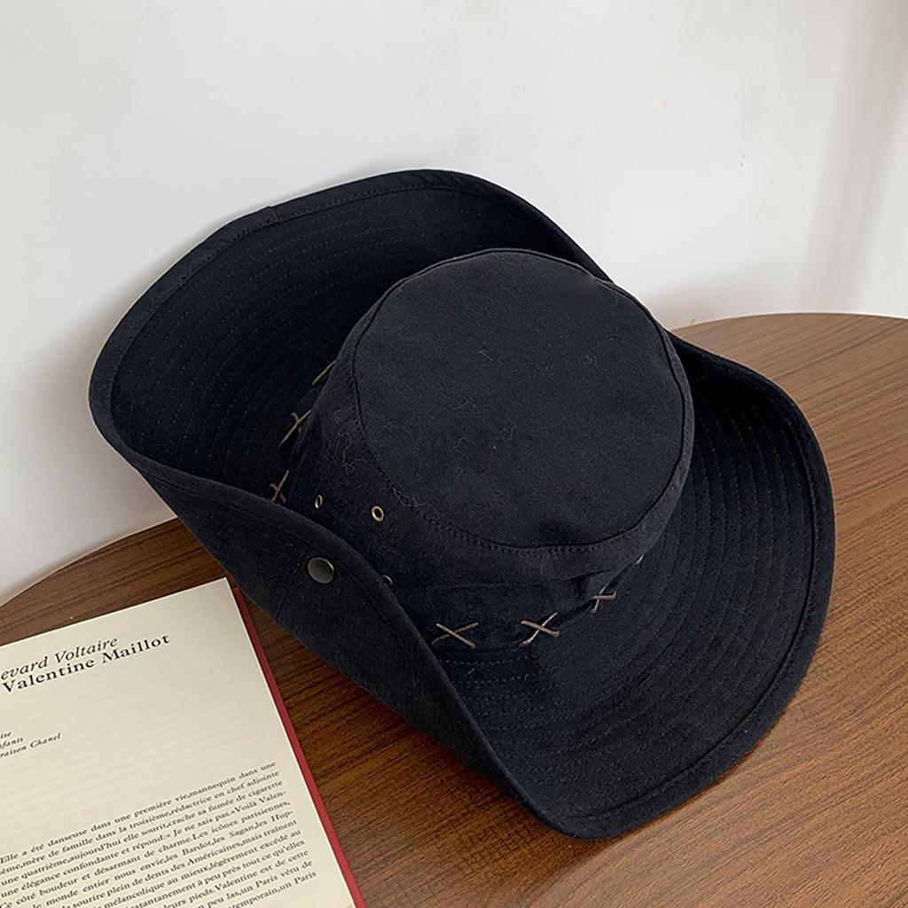 Solid Color Fisherman Hat for Men Women Summer Wide Brim Sunshade Outdoor Hiking Camping Cowboy Cap Unisex Dome Basin Hat