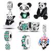 Copper Four-Leaf Clover Green Bead Cute Panda Pendant Diy Fine Beads Fit Original Charms Bracelet Women Jewelry Diy
