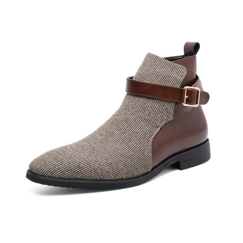 Модные зимние мужские ботинки челси в британском стиле, кожаные, без застежек, мужские, ботильоны для отдыха, синие, высокие, повседневные, большого размера