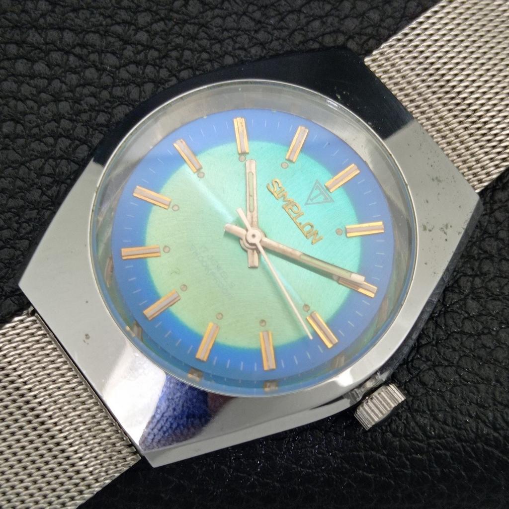 ШВЕЙЦАРСКИЕ ВИНТАЖНЫЕ МУЖСКИЕ ЧАСЫ SIMPLON С РУЧНЫМ ЗАВОДОМ, ВОССТАНОВЛЕННЫЕ, С СИННИМ ЦИФЕРБЛАТОМ a704623-1