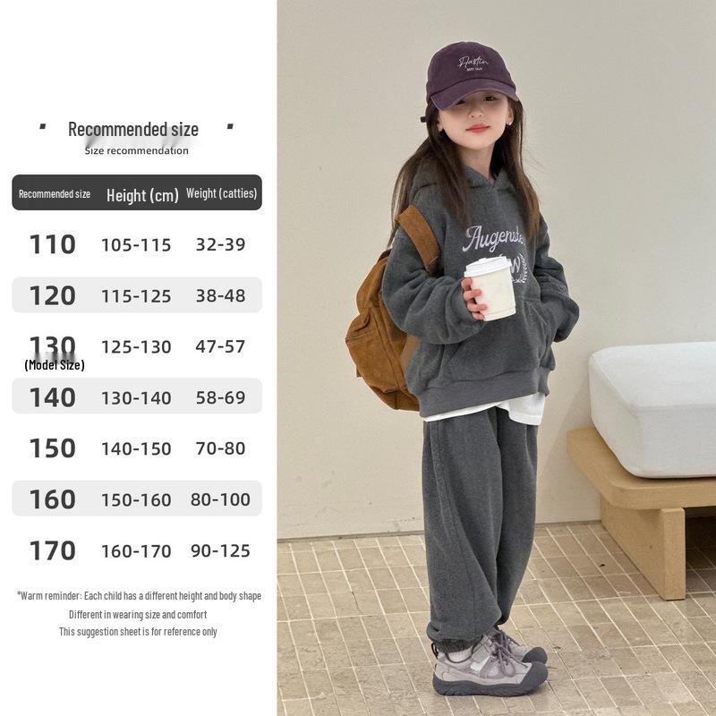 YOJIA Зимний спортивный комплект-двойка для девочек 2025 с флисовой подкладкой: Модная и Утепленная Детская Одежда