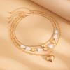 3 Pcs Baroque Pearl Heart Pendant Necklace for Women Layered Heart Clavicle Chain Adjustable Necklace Vintage Beaded Choker