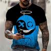 Fashionable and Personalized Stitching, Facial Expression Printing, Lightweight and Funny Casual Men's Clothing, Summer Minimalist