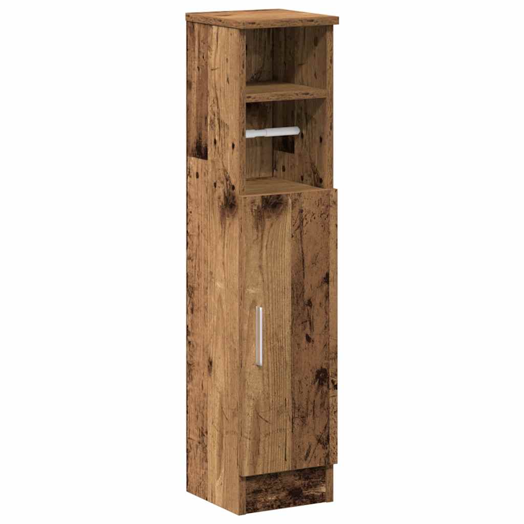 Bathroom Cabinet with Toilet Paper Holder Rustic Wood Look 20.5 x 22 x 90 cm