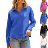 Women's Long-sleeved Autumn Hem Split Long-sleeved Solid Color Lapel Tie Fashion Sweatshirt