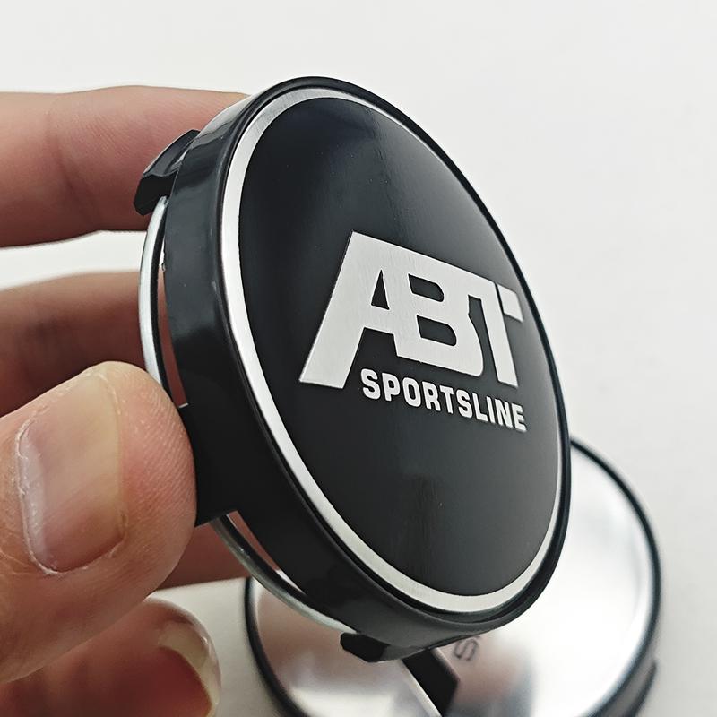 kqsdr10 4pcs/set 60mm ABT SPORTSLINE Logo Car Emblem Wheel Hub Center Cap Badge Covers With Black Base For Car Universal Accessories