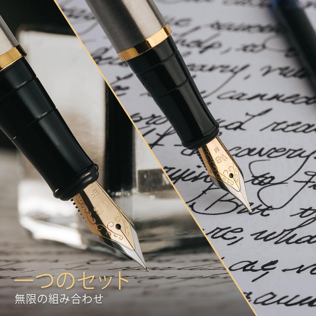 Набор перьевых ручек Wordsworth Black с 18-каратным золотым пером среднего и сверхтонкого размера, 25 мл черных чернил, 6 чернильных картриджей, подарочная ручка, подарок для мужчин и женщин & перья, флакон,