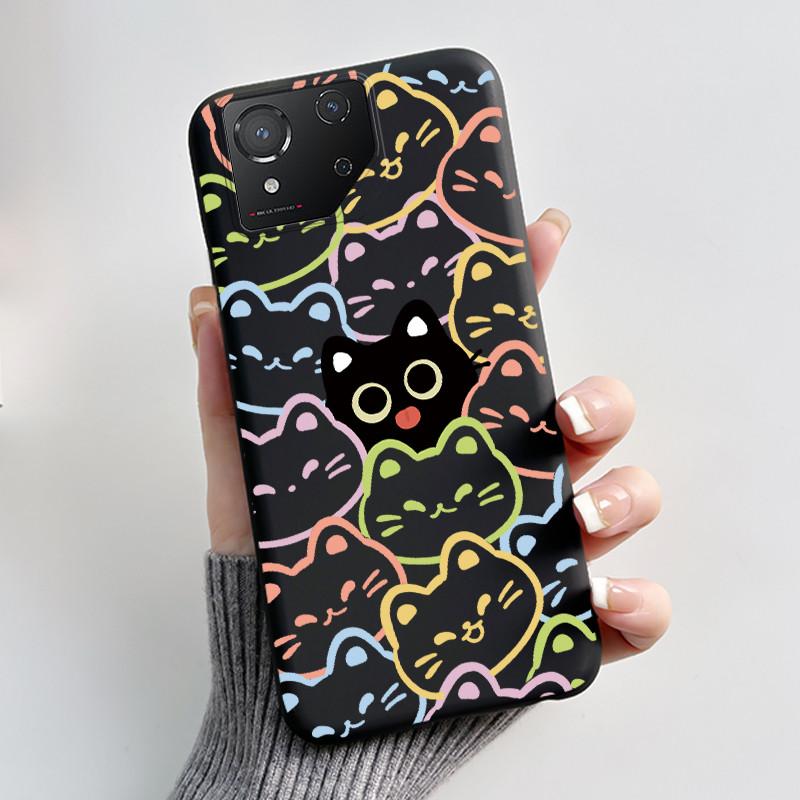 Чехол для Asus ROG Phone 8 Чехол для телефона ROG 8 Pro Роскошный Милый Кролик с Сердечком Забавный Черный Мягкий ТПУ Силикон Защитная Задняя Крышка
