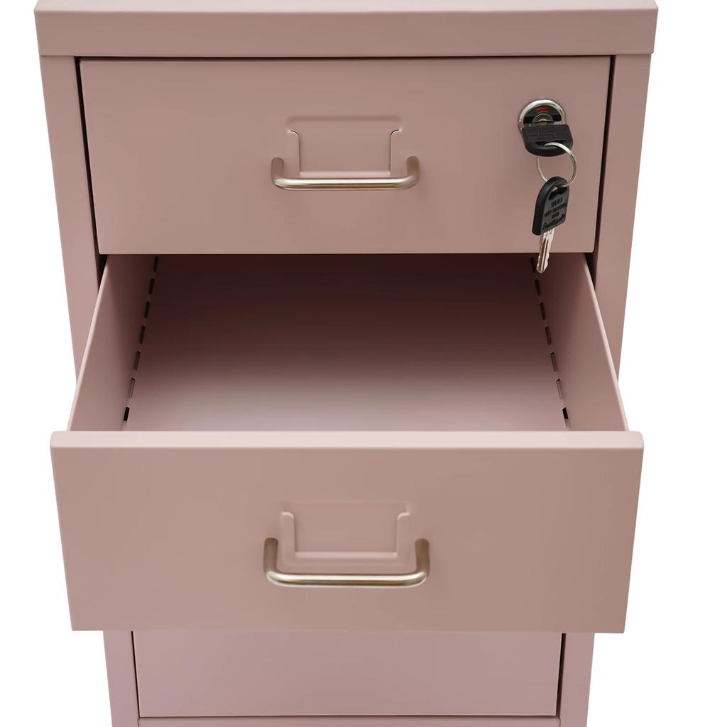 3 Drawer Vertical File Cabinet, Metal Filing Cabinets with Lock, Pink for Home Office, Heavy Duty Metal Storage Cabinet