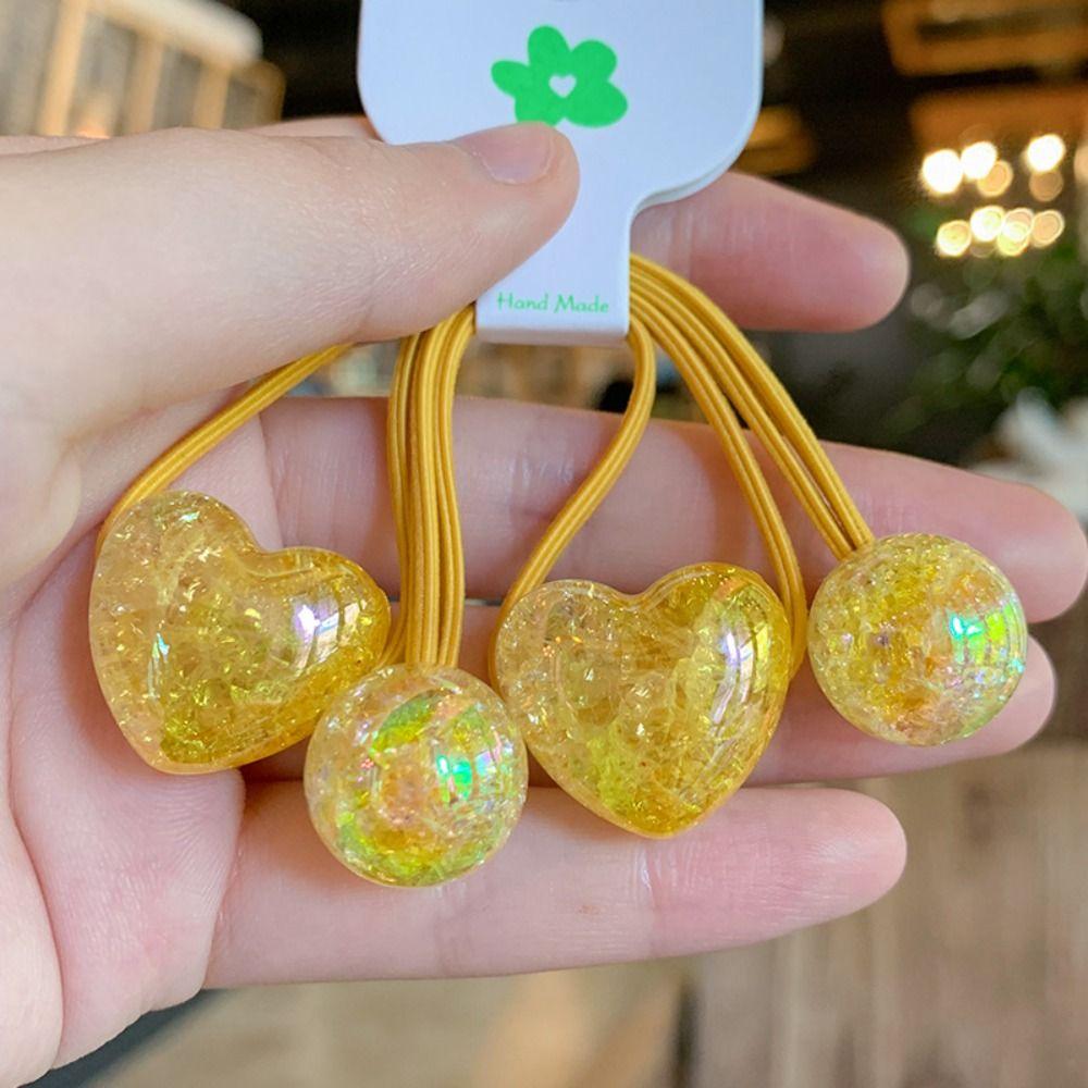 Gradient Elastic Hair Band Crack Heart Hair Ties New Ponytail Holder for Girl