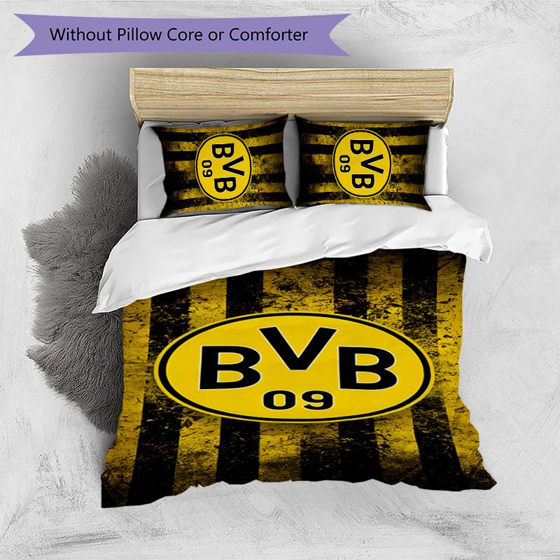 Borussia Dortmund Pattern Printed 3PCS Bedding Set Soft Skin-Friendly Washable Duvet Cover & Pillowcases Set All Season Bedroom