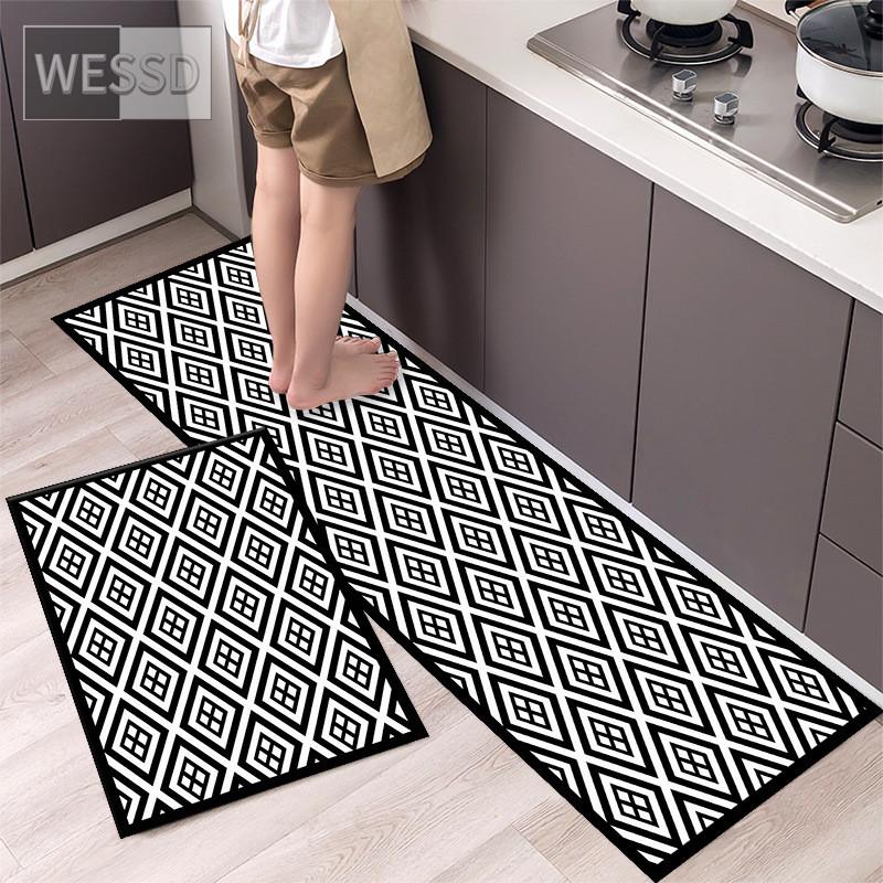 Черно-белые геометрические кухонные ковры и коврики, нескользящие 40x60 см, 40x120 см, простые наборы ковриков для ванной комнаты, 2 предмета, коврик для спальни