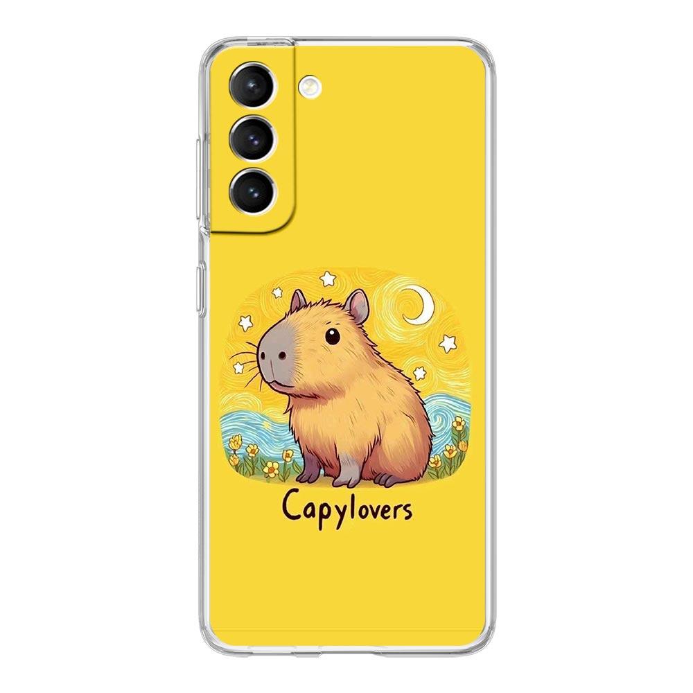 Чехол для телефона Samsung Galaxy S25 S24 S23 FE S22 Ultra S20 S21 5G S10 Plus S10E Мягкий прозрачный чехол Аниме Капибара Дельфин