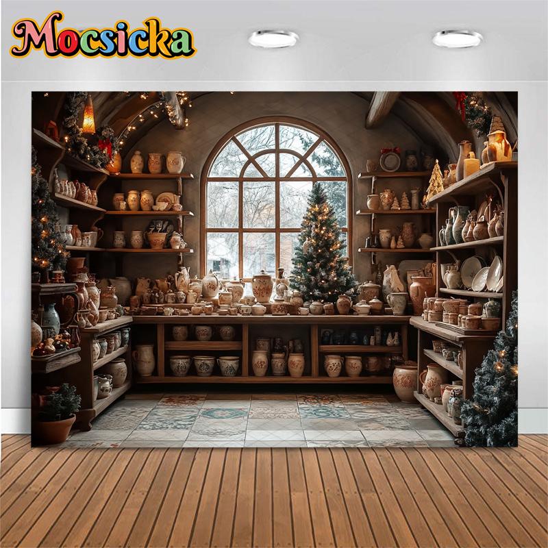 Mocsicka Рождественский Кухонный Фотофон Комната Украшение Елки Семейный Праздник Дети Ребенок Портрет Фотофон