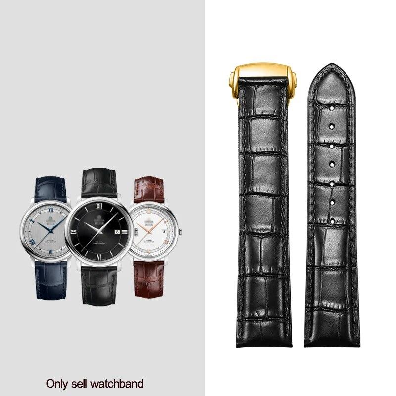 18mm 20mm 22mm Genuine Leather Watch Strap For Omega Watch Speed Seamaster Deployant Clasp Black Brown Watchband Bracelet