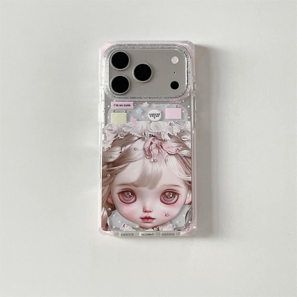 Противоударный мультяшный чехол со стразами для iPhone 15, 16, 17 Pro Max