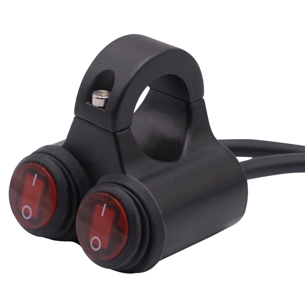 Motorcycle Headlight Handlebar Spotlight Double Flash Switch for 7/8'' 22mm Handlebar Modified Waterproof with Indicator Light Aluminum Alloy