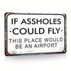 1 Piece Funny Decor Sarcastic Bar Metal Tin Sign Garage Sign Man Sign Humor Office Wall Decor If Assholes Could Fly