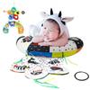 Baby U-shaped Pillow Tummy Time Pillow Toys with With Mirror Teethers Black & White High Contrast Baby Crawling Sensory Toy Double-Sided Pattern