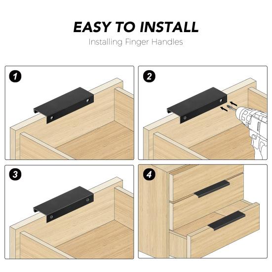 4 шт. скрытые ручки для шкафа, полированная поверхность, простая установка, невидимые ручки для мебели, ручки для шкафа