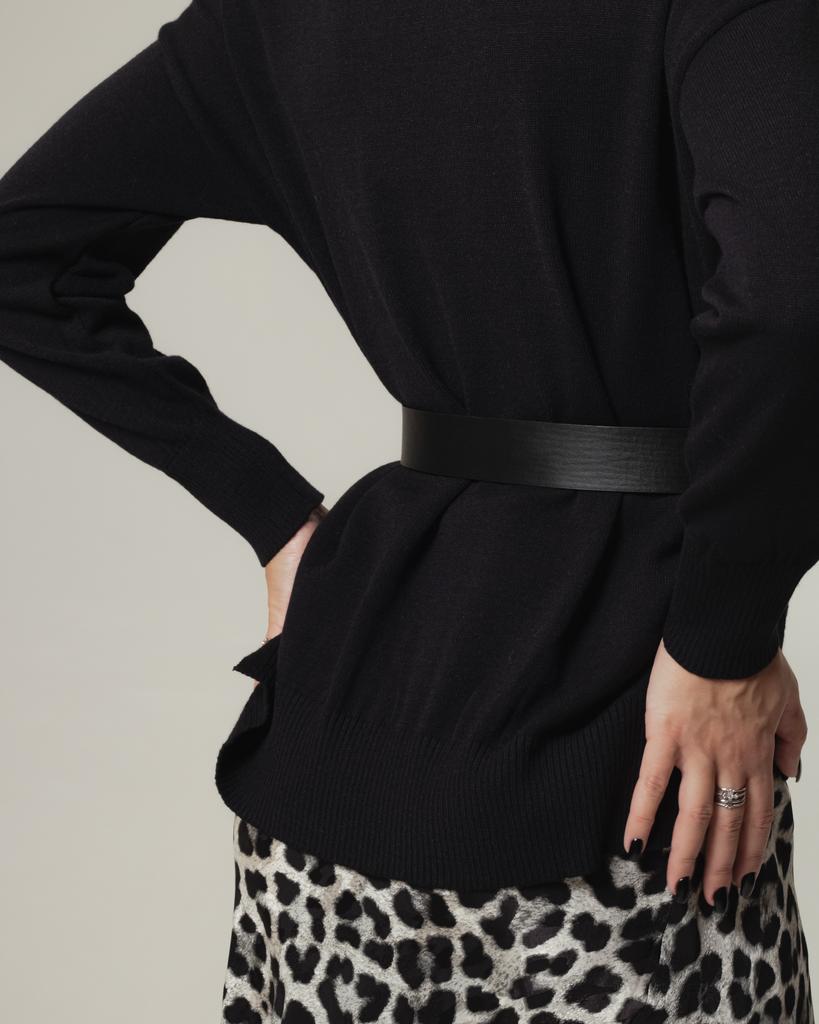 Костюм юбочный Of White 8140 36 черный леопардовый (кофта, юбка)