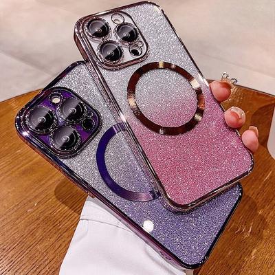 Подходит для чехла для мобильного телефона IPhone17 Promax Новый гальванизированный магнитный 14 Apple 16 Защитный чехол 15 Градиентный блеск