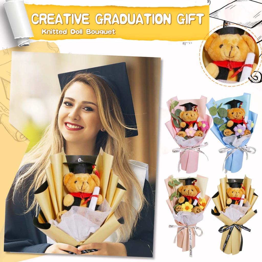 Graduation Season Cartoon Doll Flowers For Couples And Students Creative Gifts Cartoon Knitted Bouquet Doll
