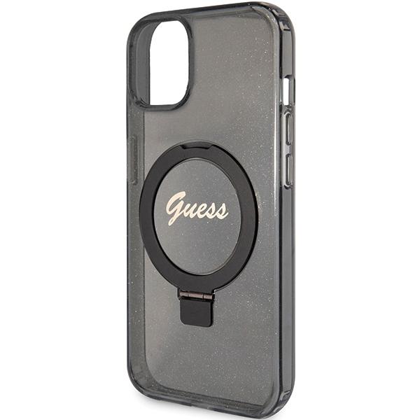 Etui do iPhone 14 Guess Ring Stand Script MagSafe Czarne