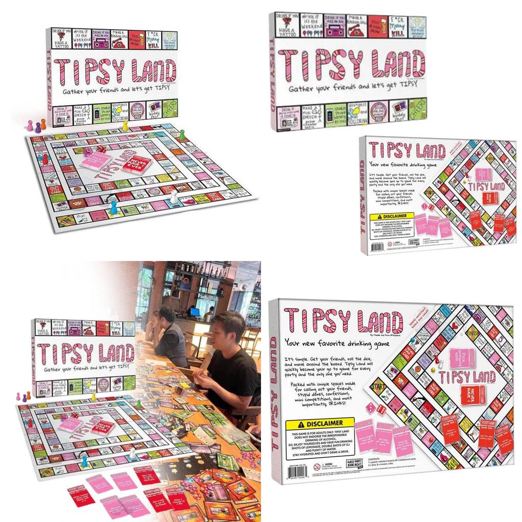 Настольная игра для вечеринок Tipsy Land Невероятно веселая игра для выпивки для друзей и праздников