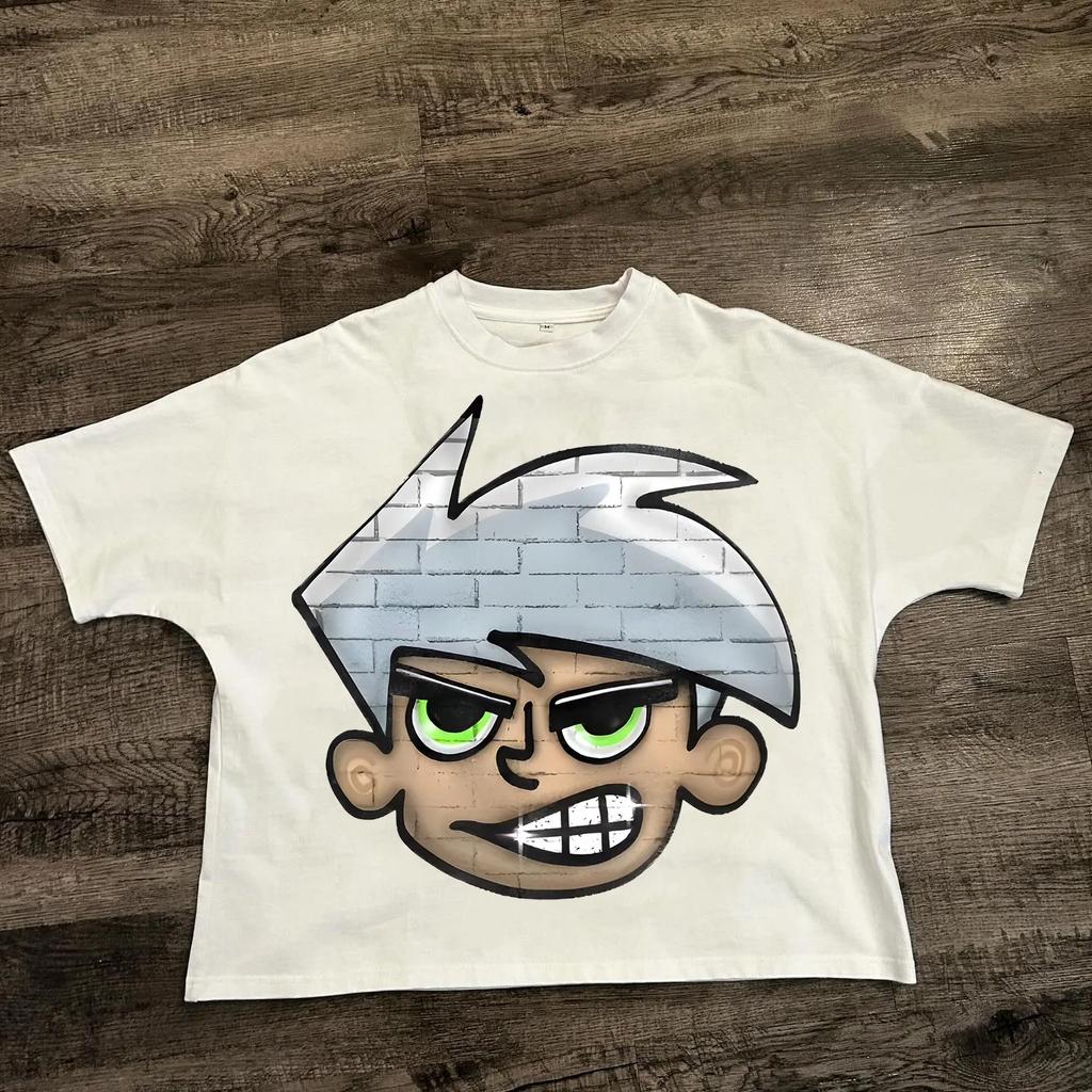 Chic American Anime Cartoon Street Hiphop Cotton Unisexs Summer Fashion Loose Graphic T Shirts Streetwear Harajuku Unisex Tops