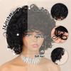 MISS WIG Короткие вьющиеся парики для чернокожих женщин Мягкий черный вьющийся парик с челкой Афро-кудрявые кудри Парик из синтетического термостойкого волокна