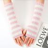 Autumn Winter New Style Exposed Finger Women Warm Fashionable Knitted Arm Sleeves with Color Blocked Striped Yarn Gloves