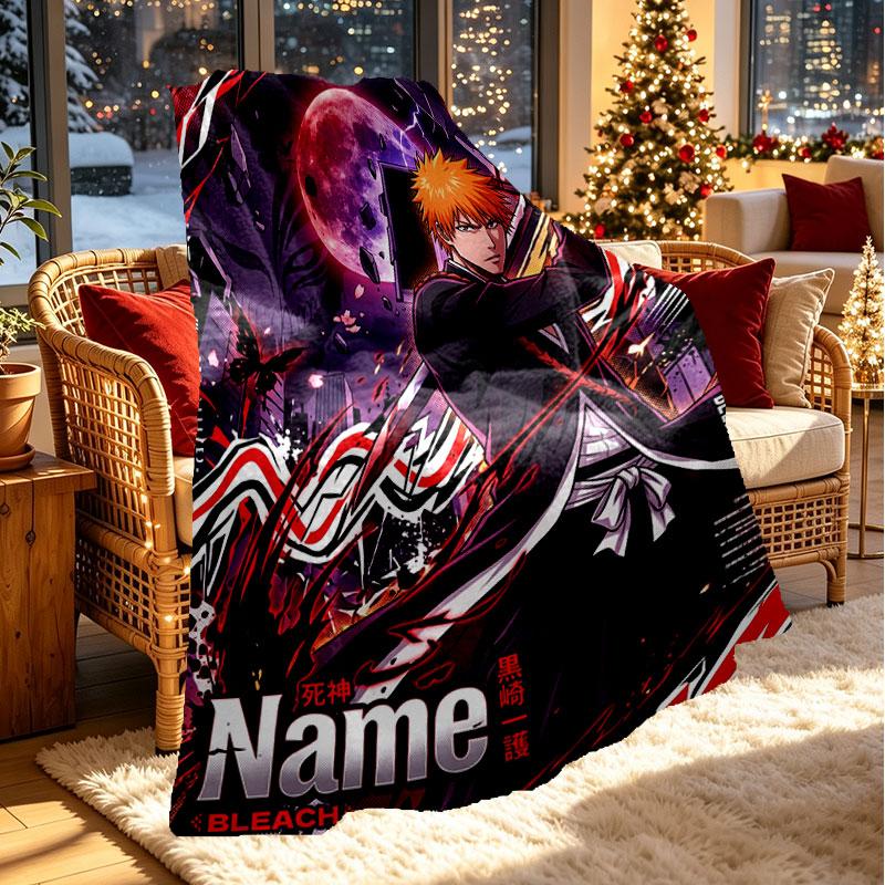 Custom Name Personalized Bleach Print Blanket, Home Decor, Bedroom, Sofa, Camping, Couch, Gifts for Birthday Christmas