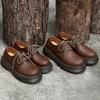 Туфли на платформе кожаные мужские 2024 года новые универсальные туфли в британском стиле ретро-маффин в студенческом стиле со шнуровкой 33589-Q