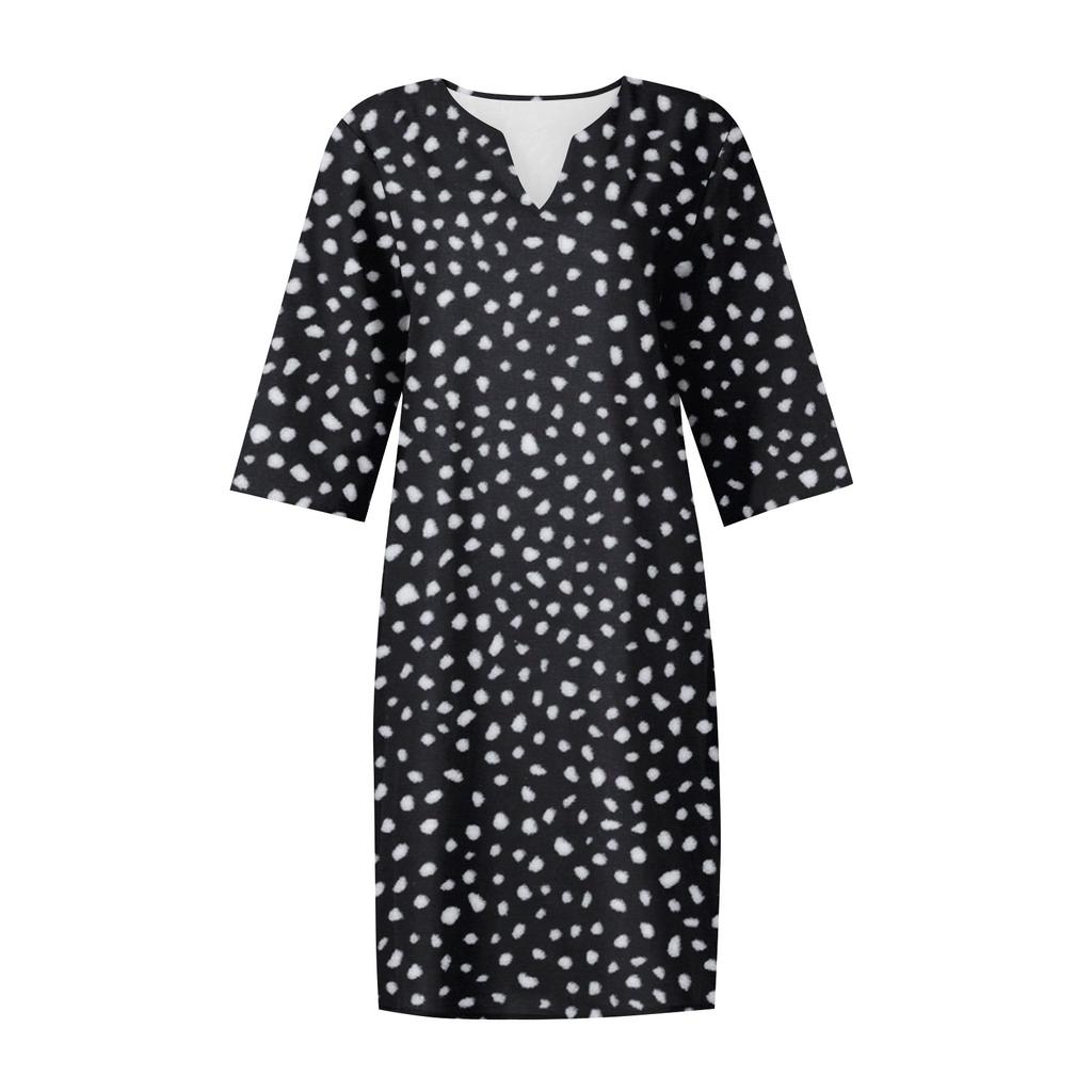 Women's Summer Vintage Print V-Neck Half Sleeve Dress Dresses