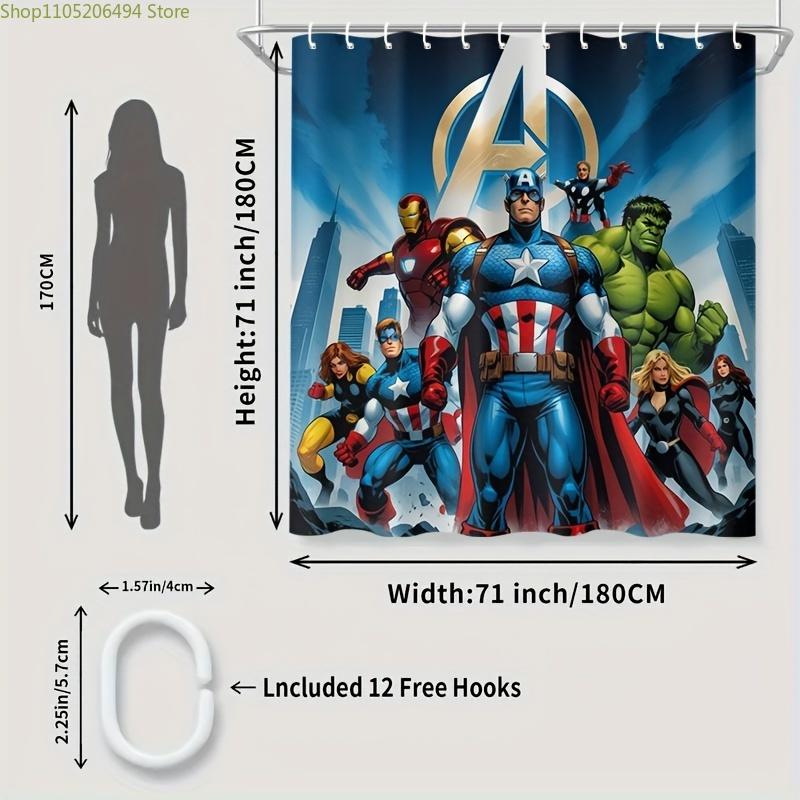 Шторка для ванной МСТИТЕЛИ MARVEL, полиэстер, легко установить, подходит для дома, отеля, декора квартиры