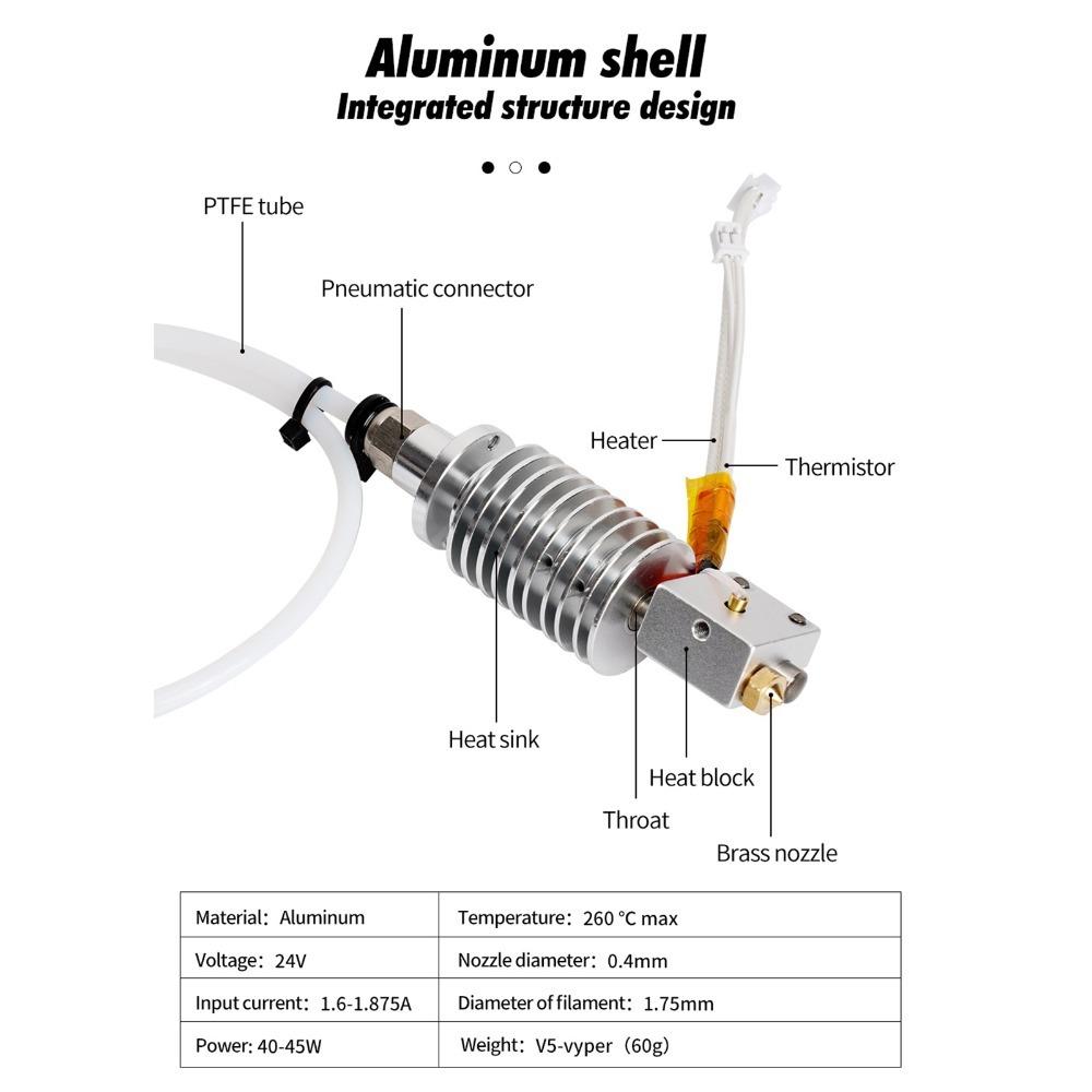 0.4mm Nozzle 3D Printer Hotend 1.75mm Filament Volcano Heat Block for Anycubic Vyper/ Kobra Max