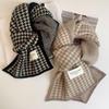 High-End Korean Style Houndstooth Knit Scarf: Warm, Thick, Autumn & Winter Accessory for Students & Couples