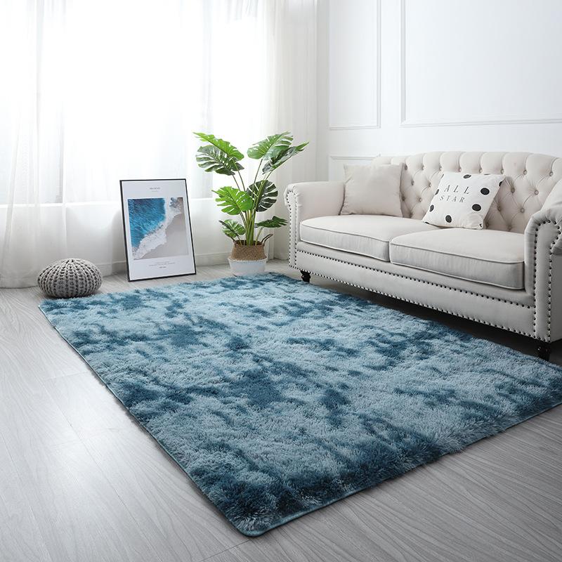 Лохматый ковер для гостиной, дивана, окрашенные плюшевые коврики для спальни, мягкий удобный прикроватный декор, нескользящий детский пол в общежитии