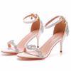New Wedding Shoe Buckle with Pearl Sandals for Women's Sexy Open Toed Party Nachtclub Stripping Shoes Steel Pipe Dance Shoes