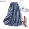 Womens Summer Casual Lace Up Loose Long Skirts