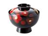 Миска J-kitchens Urushi Hana Zoni, черная с красным интерьером (1 чаша), 12,8 см, Ручная роспись, Лакированный, Сделано в Японии