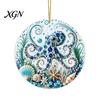 Durable Acrylic Coastal Decor Ocean Theme Pearl Art Hanging Ornament, 2D Flat Wall Sea Life Suncatcher, Beaded Pattern Window Decoration Souvenir
